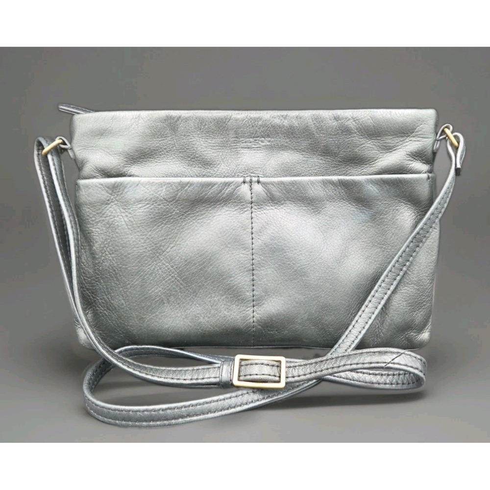 Margot Peyton Black Genuine Leather Crossbody Bag Split Pocket Medium 11x7 Purse